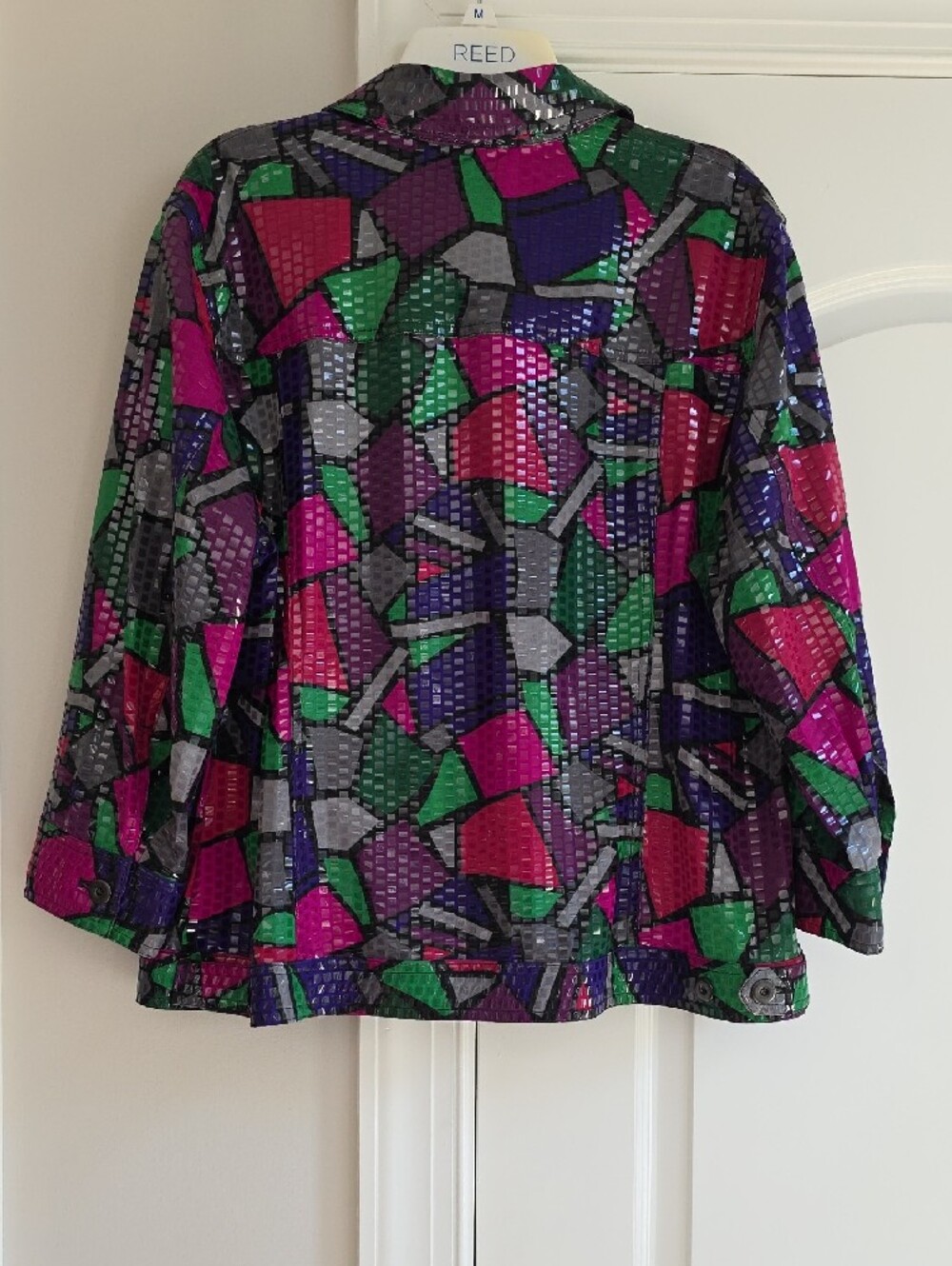 Ruby Rd. Retro Maximalist Sequin Patchwork Jacket in Purple, Pink, Green, Gray - Picture 5 of 7